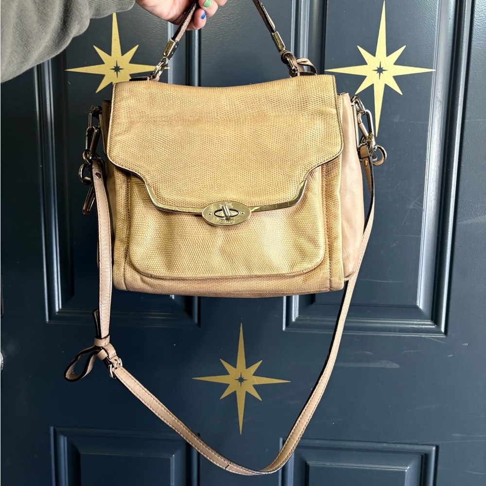 Coach Madison Glitter Lizard Sadie Flap Satchel crossbody